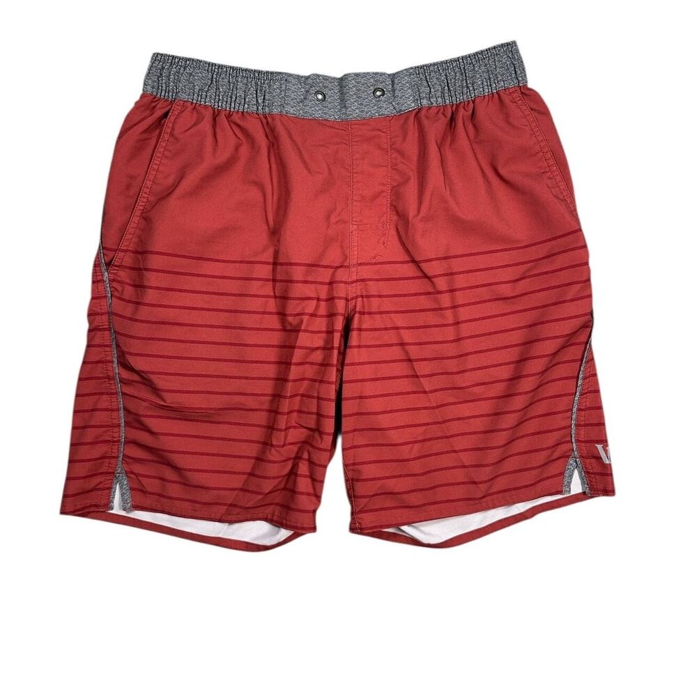 Vuori Trail Lined Shorts Mens S Red Striped 7" Inseam Athletic Running Gym Swim